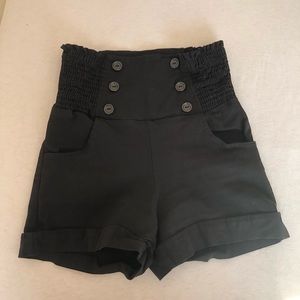 Super High Waisted Black Sailor Shorts